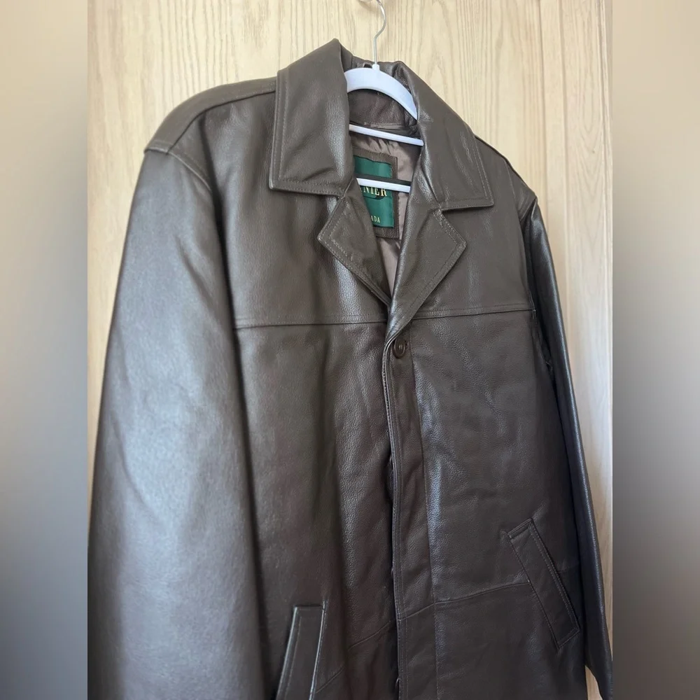 Men’s DANIER Vintage Dark Brown Heavyweight Faux Leather Jacket - Picture 4 of 16